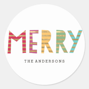 Fun Merry Personalizado Holiday Pegatina o etiquet