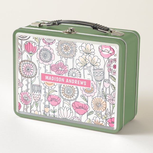Fun Modern Whimsical Watercolor Floral Nombre pers (Anverso)