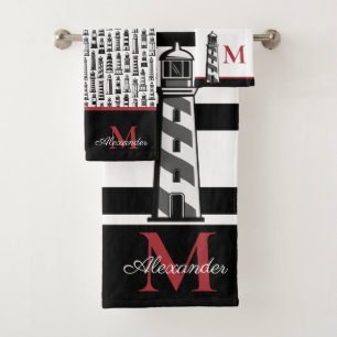 Fun Nautical Red Black Strighthouse Lighthouse