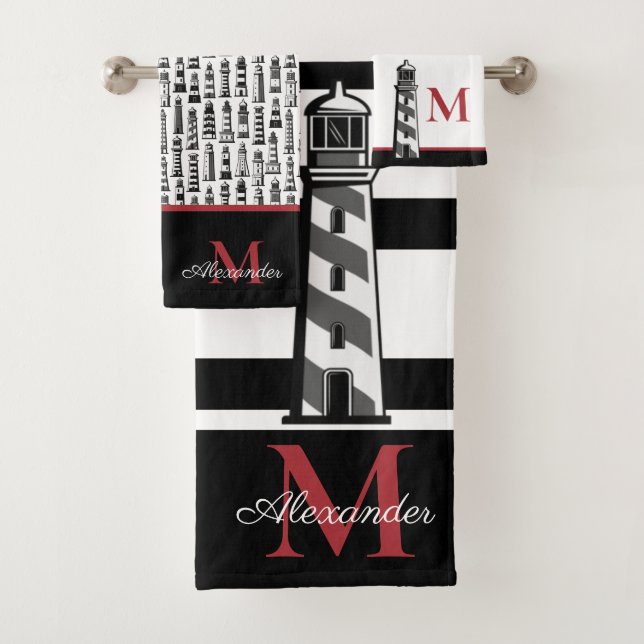 Fun Nautical Red Black Strighthouse Lighthouse (In situ)