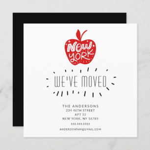 Fun New York Red Apple Moving Invitación Card
