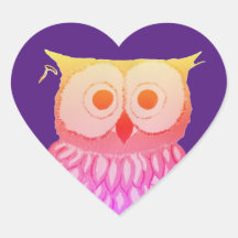 Fun Owl Purple Pegatina