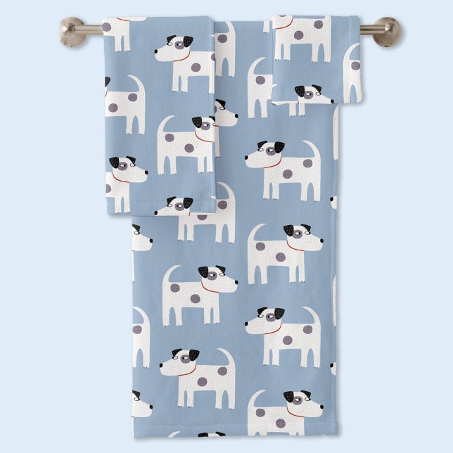 Fun Parson Jack Russell Terrier Dog Blue (Jack Russell Parson Terrier dog pattern towel set)