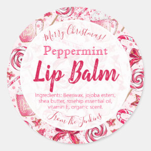 Fun Peppermint Candy Navidades Lip Balm Etiqueta