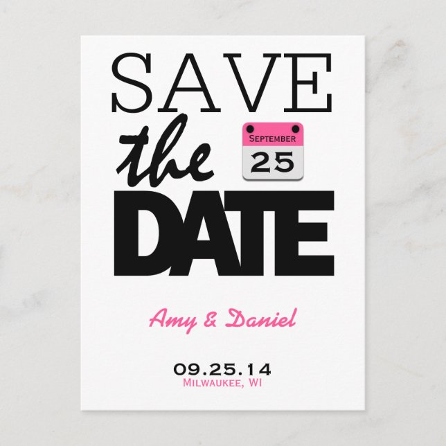 Fun Pink Calendar | Guardar la postal de fecha (Anverso)