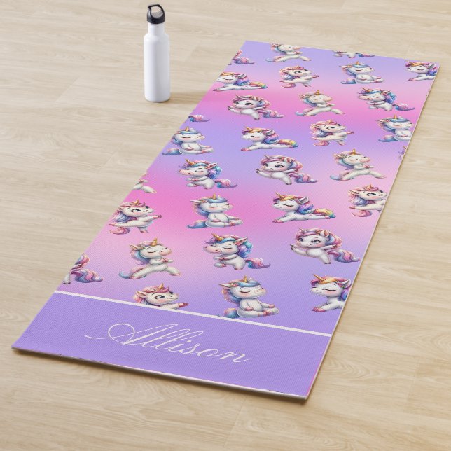 Fun Pink Unicorn Yoga Mat (In situ)