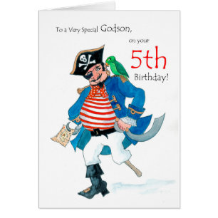 Fun Pirate 5ª tarjeta de cumpleaños para Godson