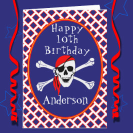 Fun Pirate Age Específico tarjeta de cumpleaños fe
