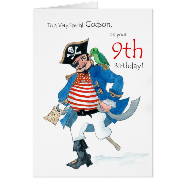 Fun Pirate Novena tarjeta de cumpleaños para Godso (Frente)
