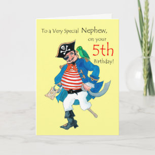 Fun Pirate tarjeta de cumpleaños 5 para sobrino en