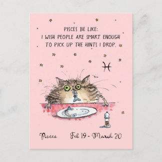 Fun Piscis postal Zodiac Cat Star tarjeta postal