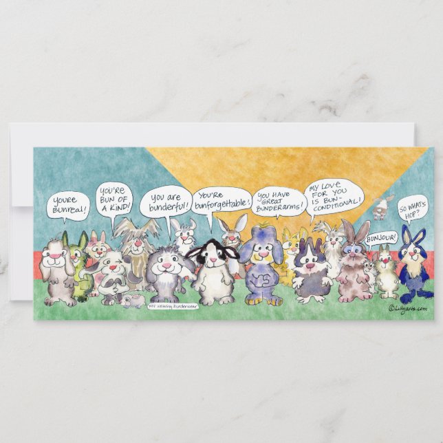 Fun Pun Bunnies Personalizado de Pascua Tarjeta pl (Anverso)