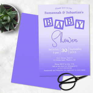 Fun Purple Ombre BABY Blocks Invitación a la ducha