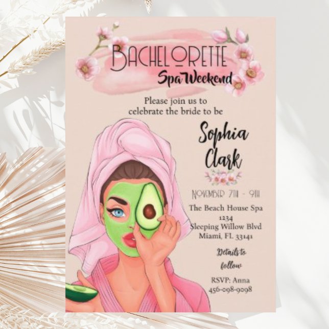Fun Rubor Bachelorette Spa Invitación a fin de sem (Subido por el creador)