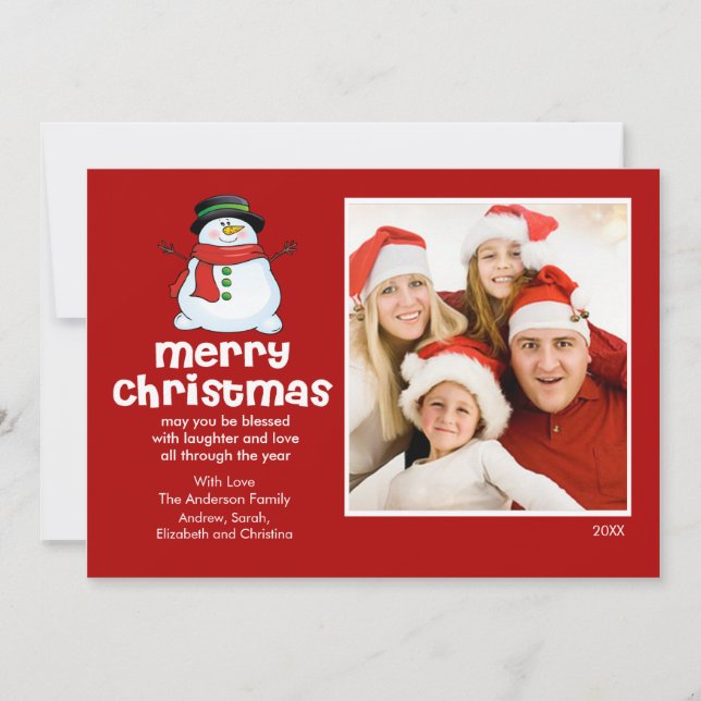 Fun Snowman Navidades con tarjeta fotográfica plan (Anverso)