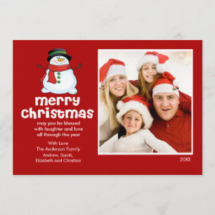 Fun Snowman Navidades con tarjeta fotográfica plan