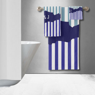 Fun Torn Stripes Blue Layered Iniciales