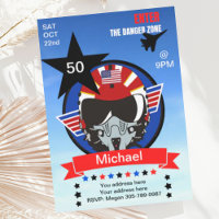 Fun USA Fighter Jet Pilot Invitación de cumpleaños