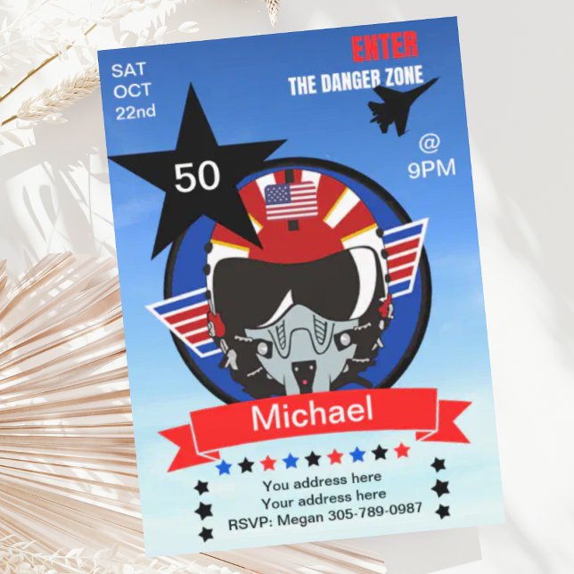 Fun USA Fighter Jet Pilot Invitación de cumpleaños (Subido por el creador)