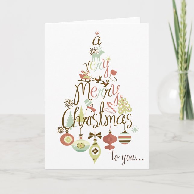 Fun y Festividad Árbol de Navidad Feliz Tarjeta de (Anverso)