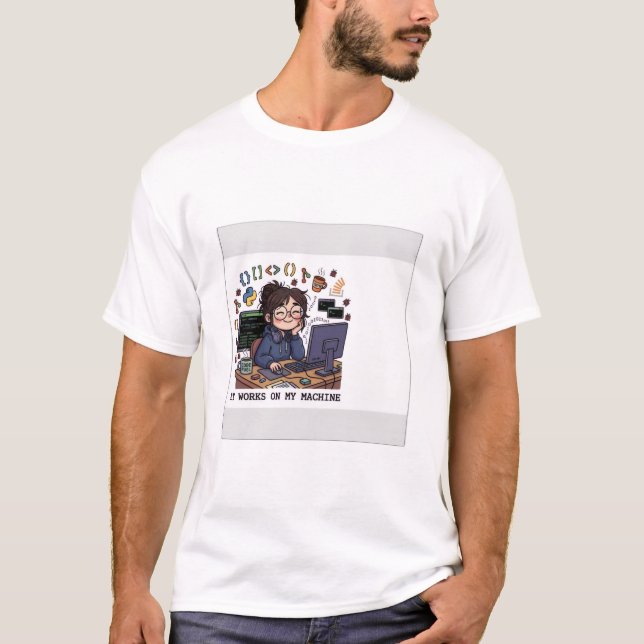 FUNCIONA EN MI MÁQUINA - Camiseta Divertida para P (Anverso)
