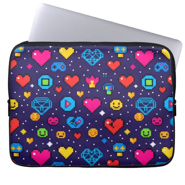 Funda acolchada para portátil con arte de píxeles  (Frente)