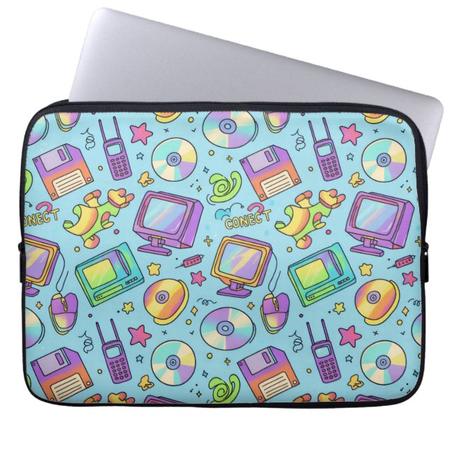 Funda acolchada para portátil con estética retro d (Frente)