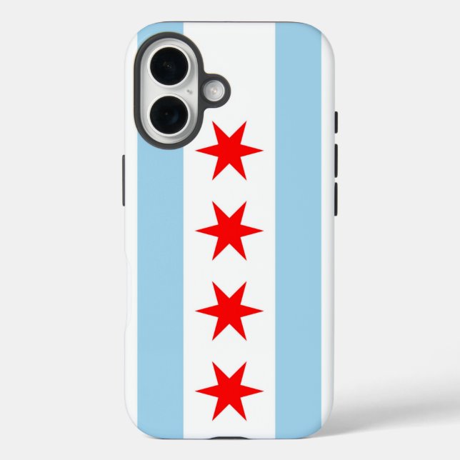 Funda Apple iPhone 16-Mate con bandera de Chicago (Reverso )