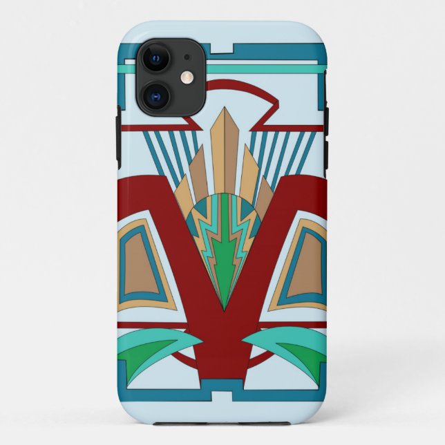Funda Art Deco iPhone 11 y superior (azul pálido) (Reverso)