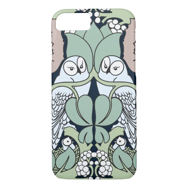 Funda Art Nouveau Owls Nest Pattern iPhone 7 (Reverso)