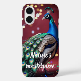 Funda artística para iPhone 16 con pluma de pavo r