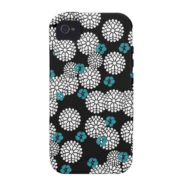 Funda azul negra blanca del iPhone de Sakura (Atrás)