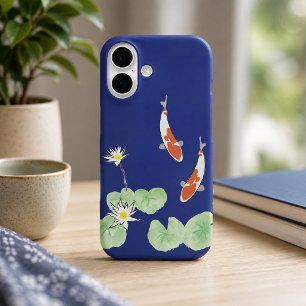 Funda azul para iPhone 16 con diseño de estanque d