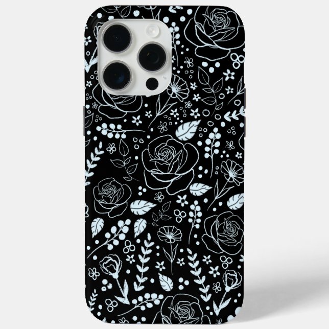Funda Black Floral IPhone 15 Pro Max (Reverso )