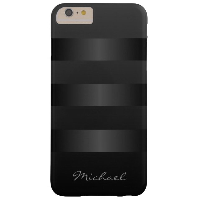 Funda Black Gray Stripes Pattern Mens iPhone 6 Plu (Reverso)