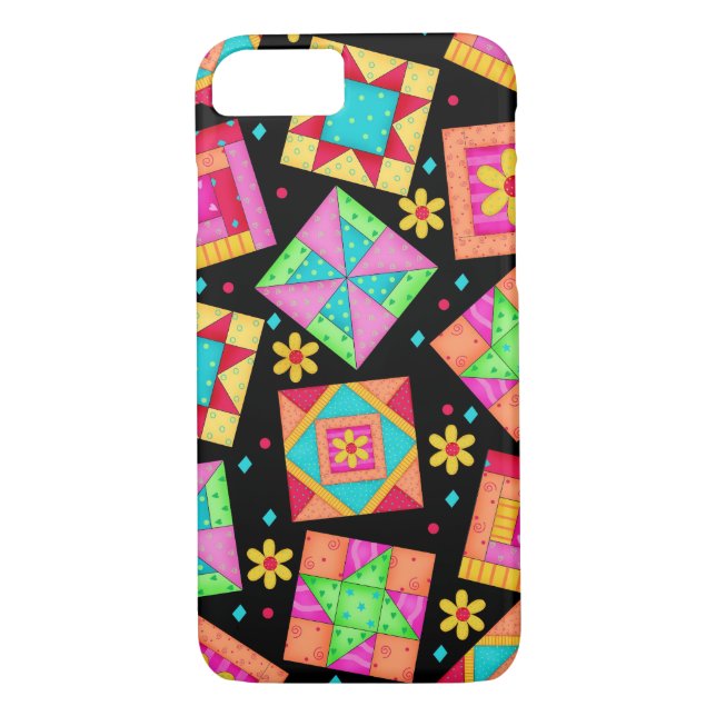 Funda Black Patchwork Quilt Art iPhone 7 (Reverso)