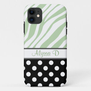 Funda Black Polka Dot Green Zebra Print iPhone 5