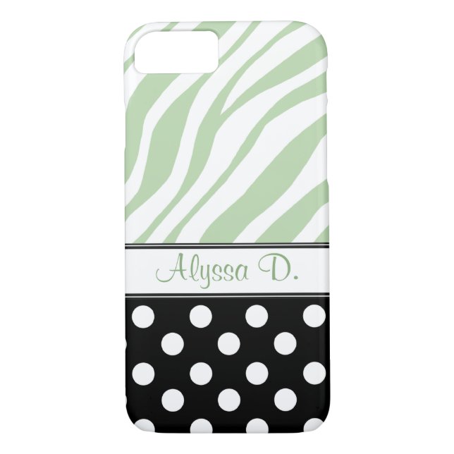 Funda Black Polka Dot Green Zebra Print iPhone 7 (Reverso)