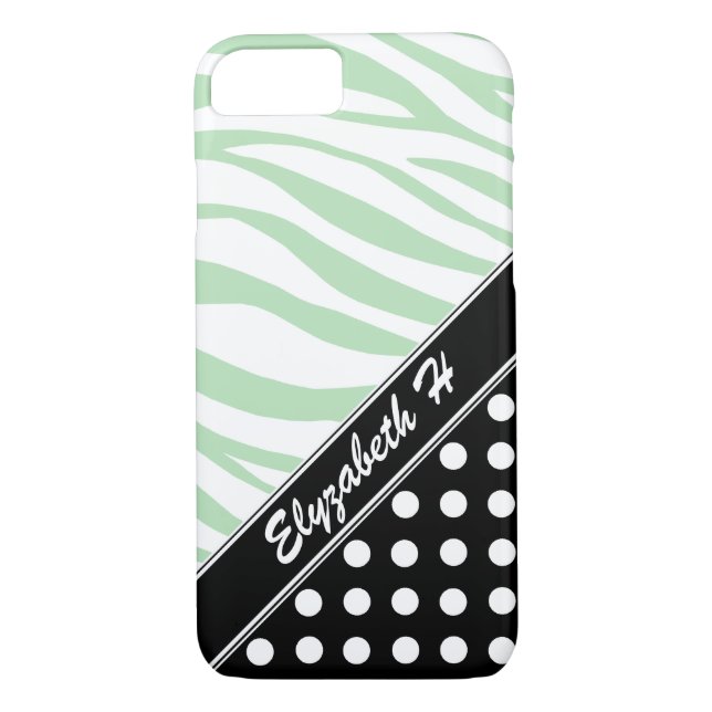 Funda Black Polka Dot Green Zebra Print iPhone 7 (Reverso)