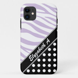 Funda Black Polka Dot Purple Zebra Print iPhone 5