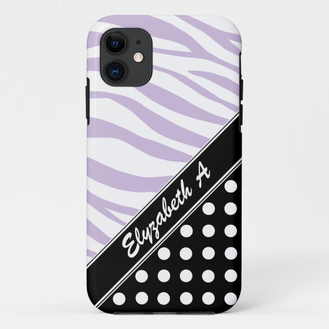 Funda Black Polka Dot Purple Zebra Print iPhone 5 (Reverso)