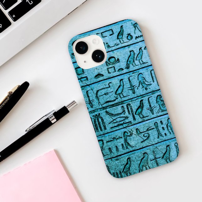 Funda Blue Ancient Egyptian Hieroglyphs iPhone 14 (Subido por el creador)