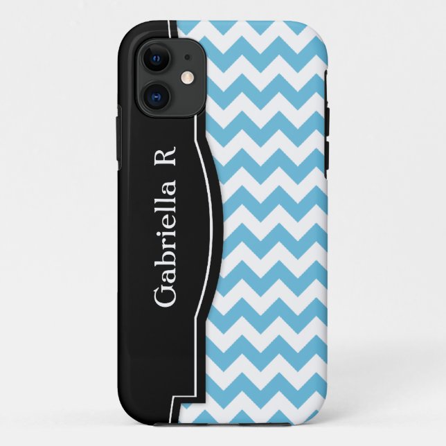 Funda Blue Chevron Black Frame iPhone 5 (Reverso)