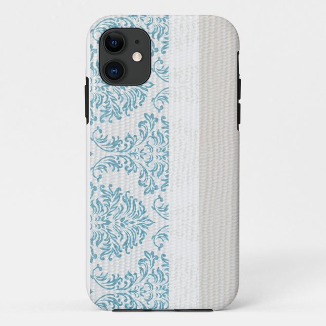 Funda Blue Filigree Damask Monograma IPHONE 5 (Reverso)