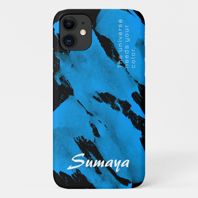Funda Brushy Black & Blue iPhone 11 | PERSONALIZAB (Reverso)