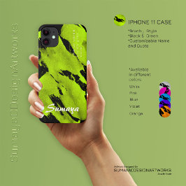 Funda Brushy Black & Green iPhone 11 | PERSONALIZA
