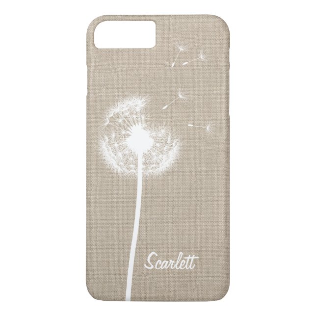 Funda Burlap Dandelion Monogrammed iPhone 7 Plus (Reverso)