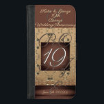Funda Cartera 19° aniversario Boda Bronce oscuro<br><div class="desc">Este diseño se compone de mis gráficos cardíacos rosas junto con su año de aniversario y "bronce" escrito en letra caligráfica como elemento de diseño. Estoy disponible para ayudarte con cualquier nuevo diseño o personalización que desees,  sólo envíame un mensaje y regresaré enseguida.</div>