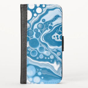 Funda Cartera Células de pintura Blue Digital Fluid Art Marble P