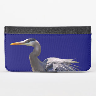 Funda Cartera Estuche de billetera Gran Blue Heron para iPhone X
